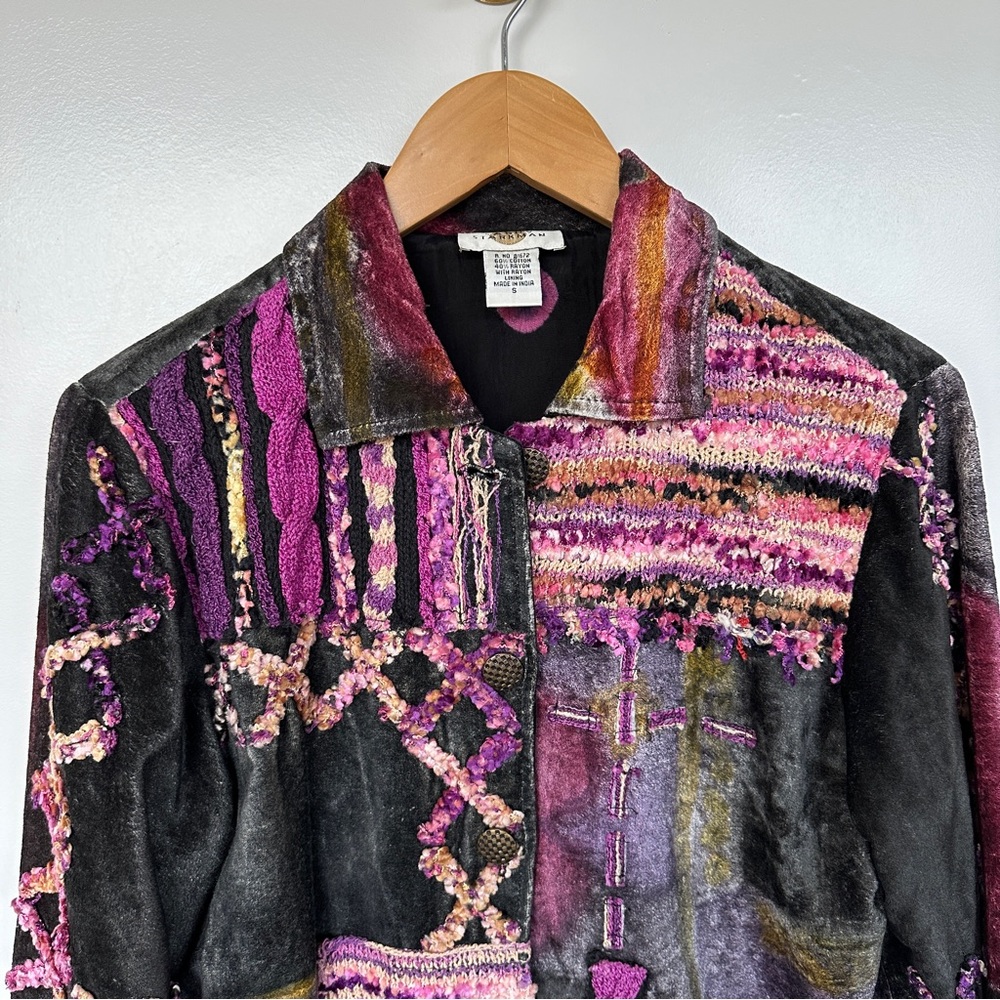Vintage Sandy Starkman • Mixed Media Textured Ethnic Statement Piece Jacket - Picture 2 of 9